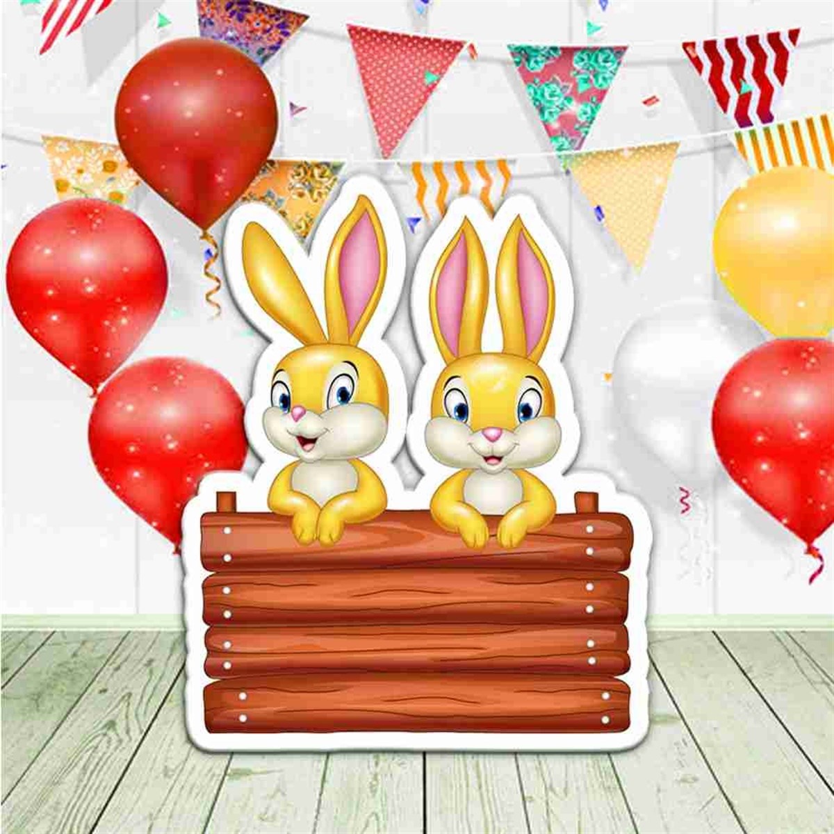 Baby Shower İkiz Bebek Tavşanlı Pano 