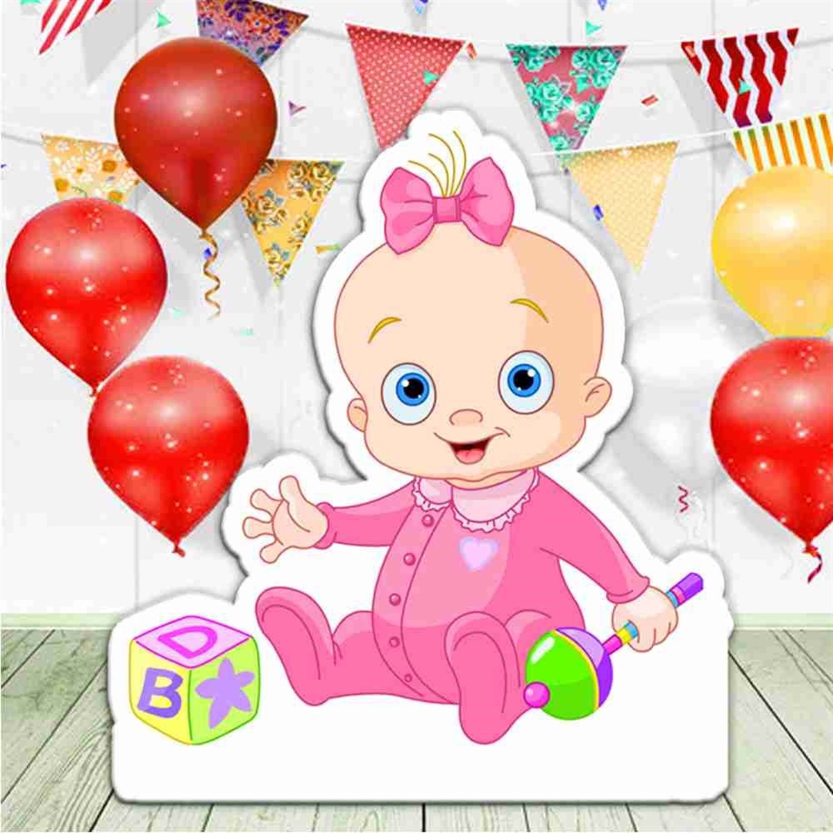 Baby Shower Kız Bebek Figürlü Pano 