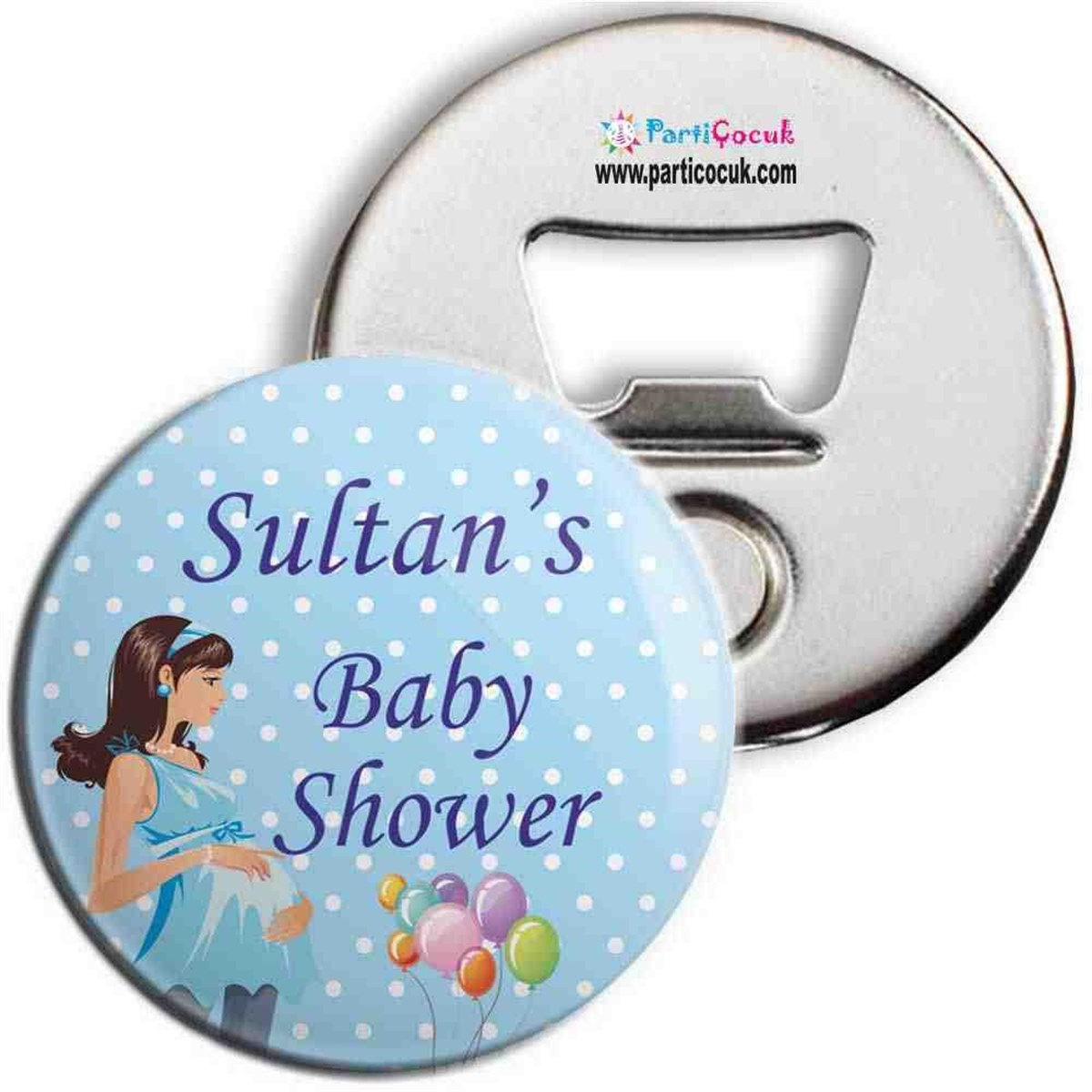 Baby Shower  Mavi Balonlu Konsepti Açacaklı Buzdolabı Magneti  