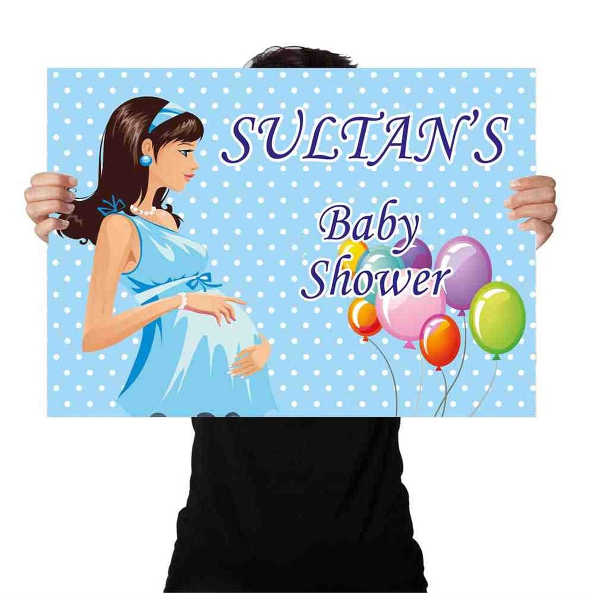 Baby Shower  Mavi Balonlu Konsepti Afiş 