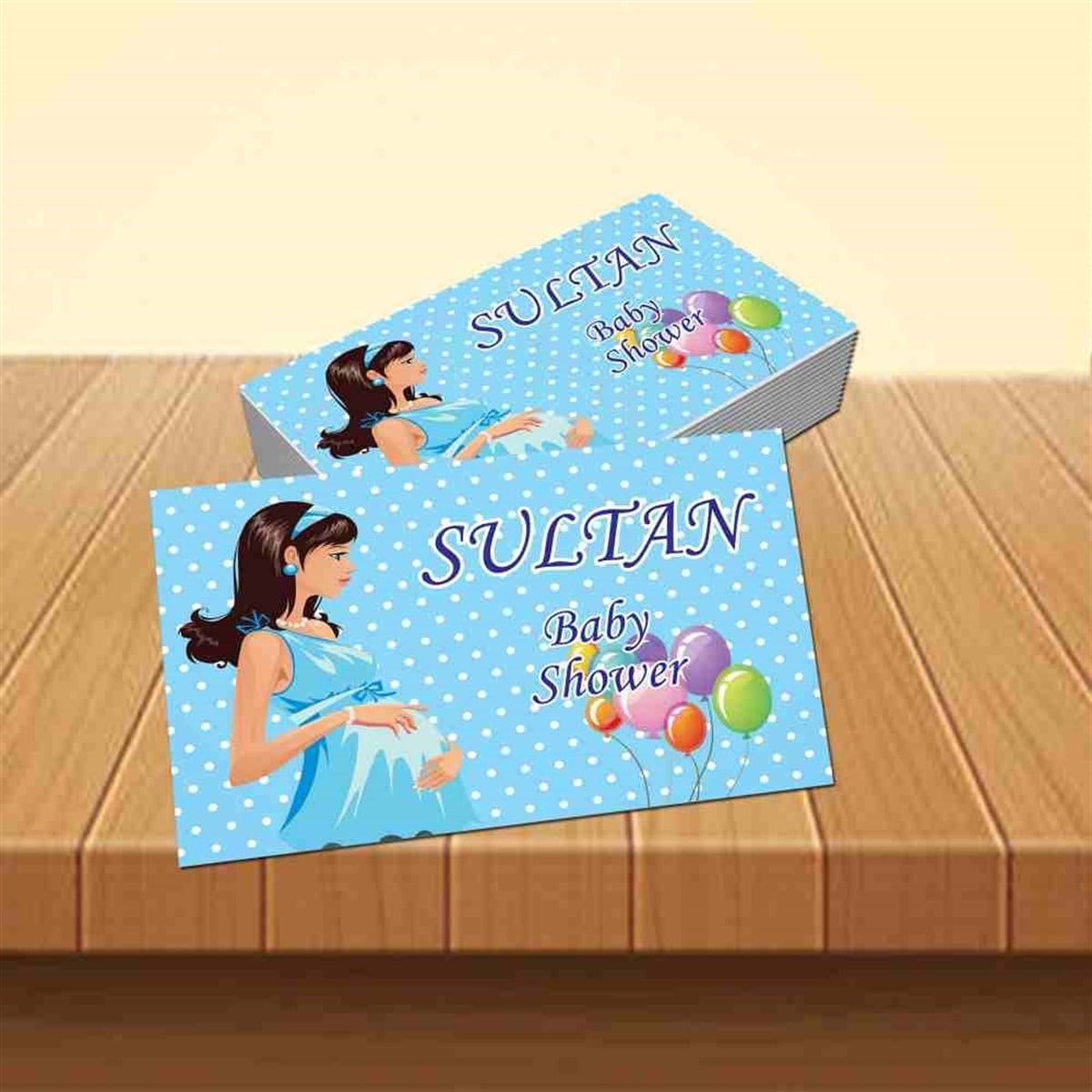 Baby Shower  Mavi Balonlu Konsepti Buzdolabı Magneti 