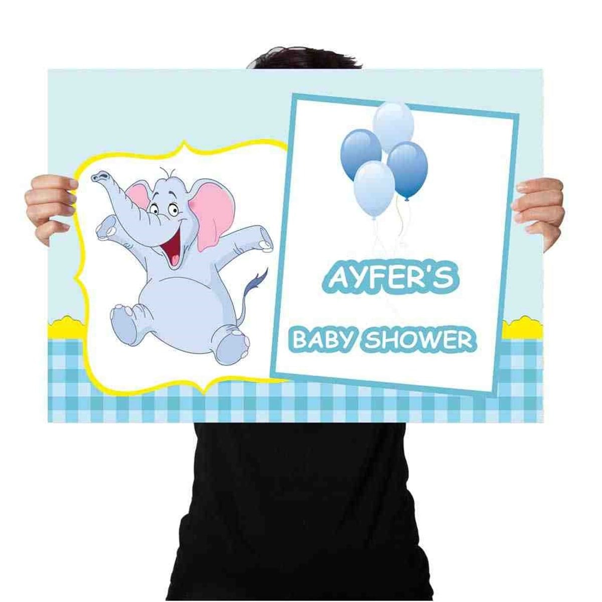 Baby Shower Mavi Filli Konsepti Afiş 