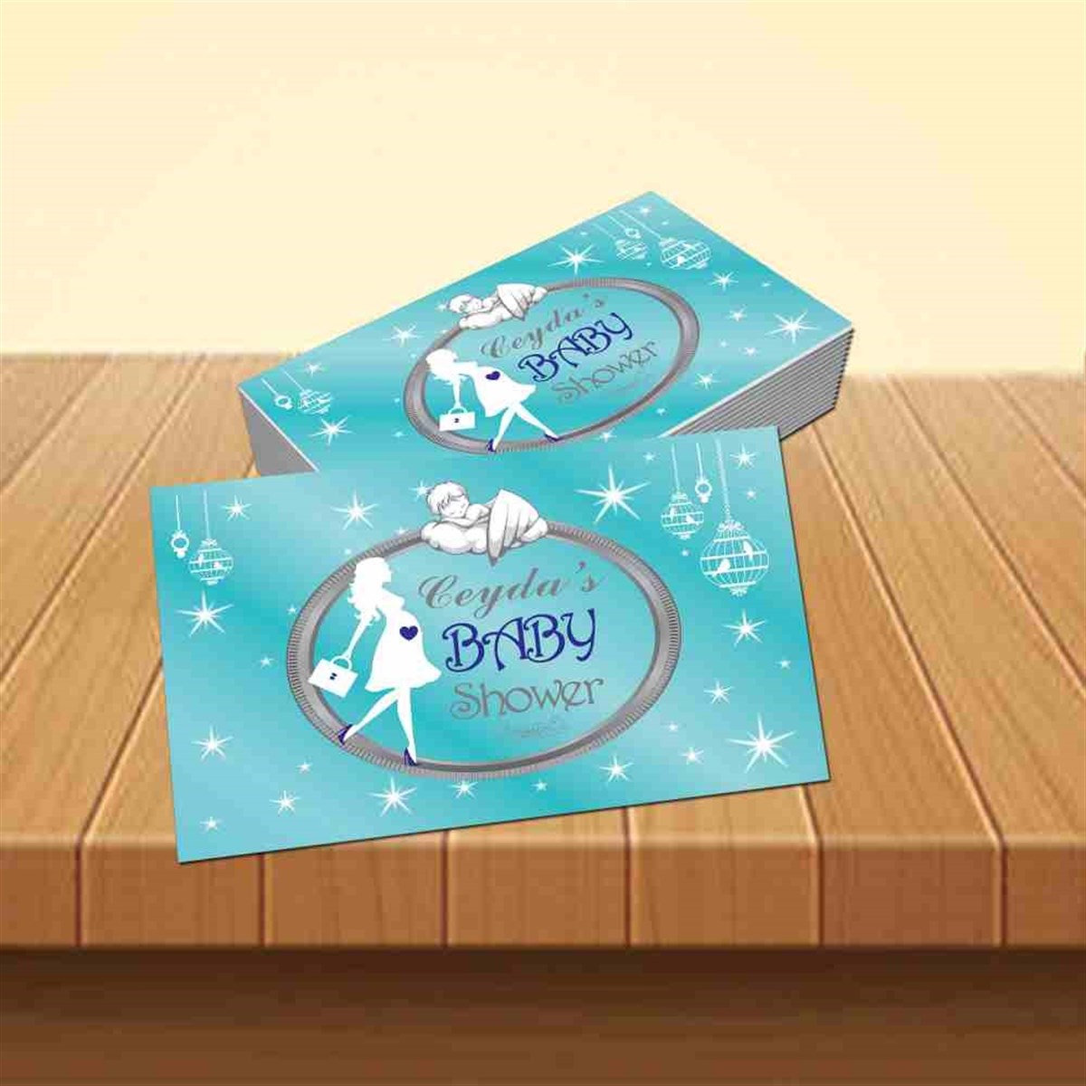 Baby Shower  Mavi Melekli Konsepti Buzdolabı Magneti 