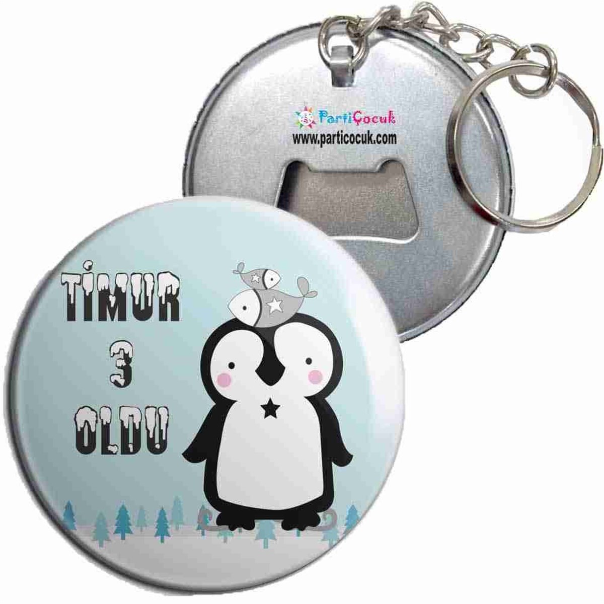 Balıklı Penguen Konsept Anahtarlı Açacaklı  Kişiye Özel 