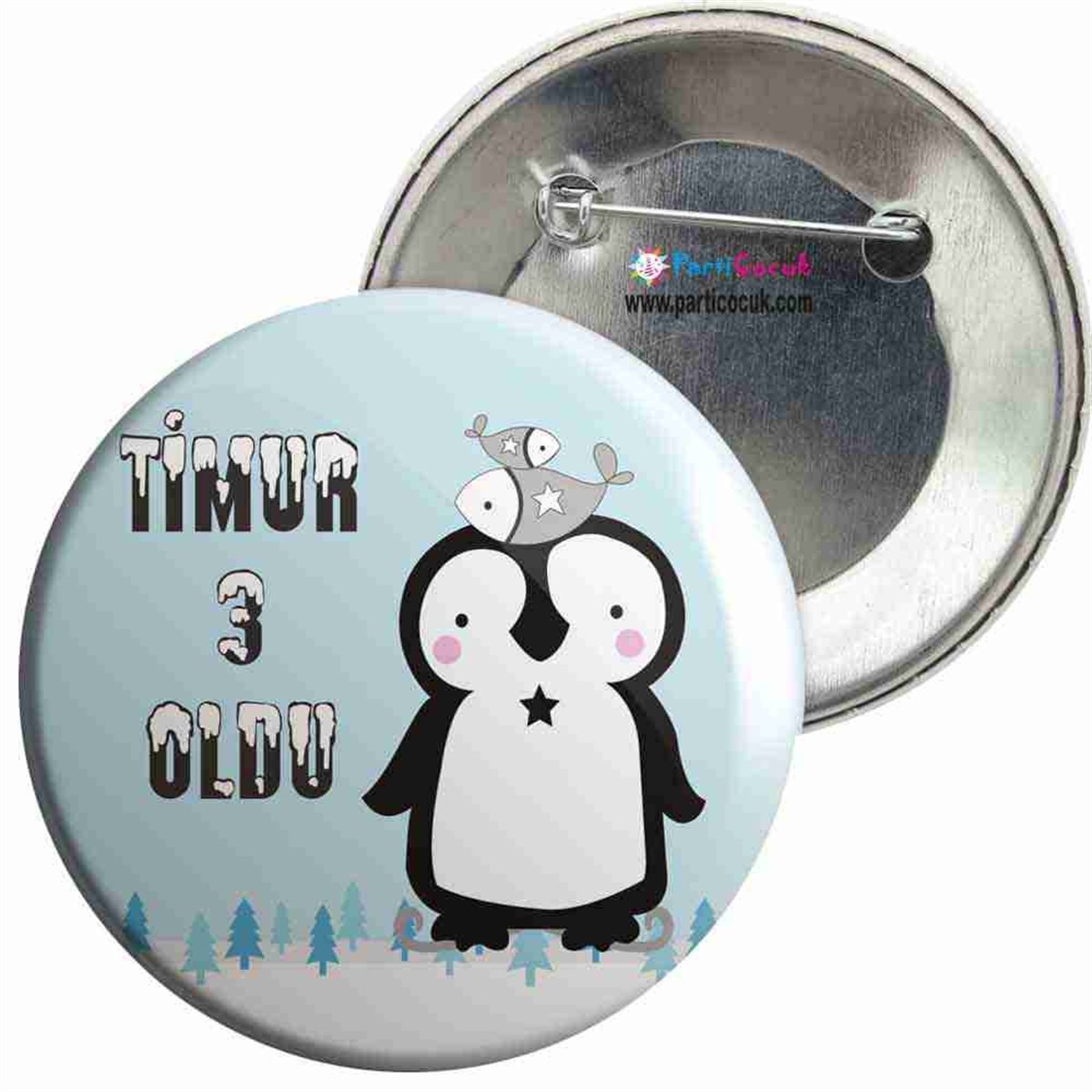 Balıklı Penguen Konsept İğneli Rozet  