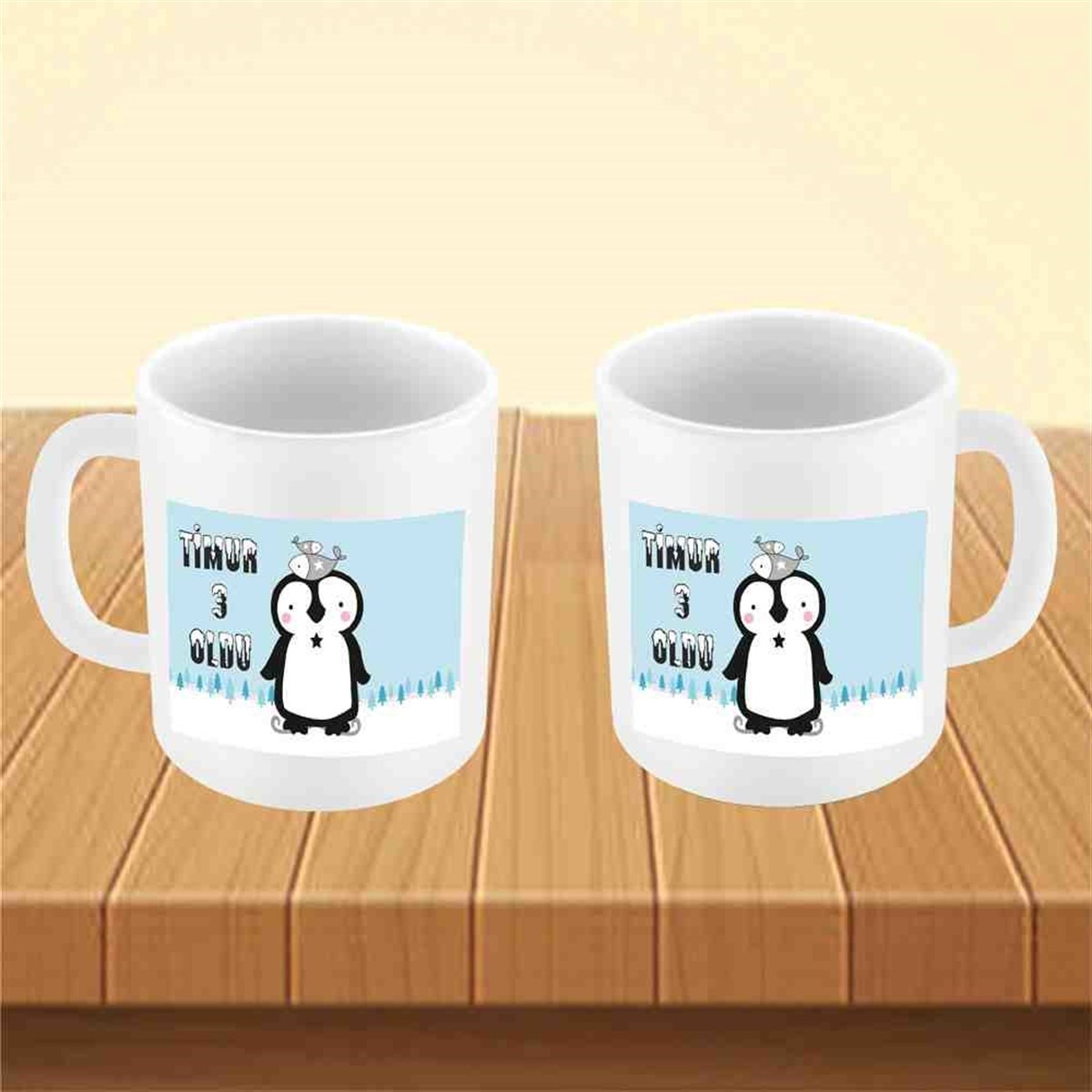 Balıklı Penguen Konsept Kupa Bardak Mug 