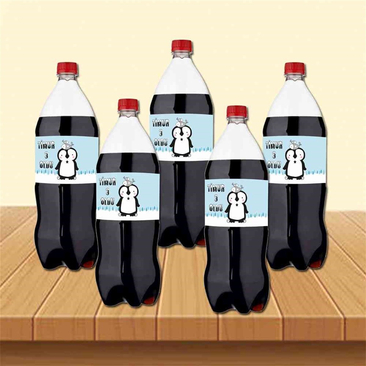 Balıklı Penguen Konsepti Cola Şisesi Bandı    