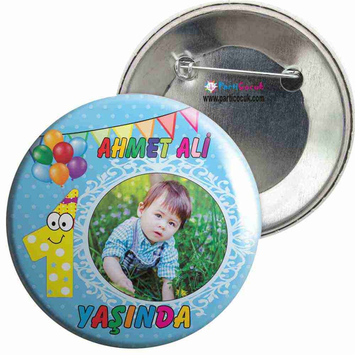 Balonlu 1 Yaş Konsept İğneli Rozet  