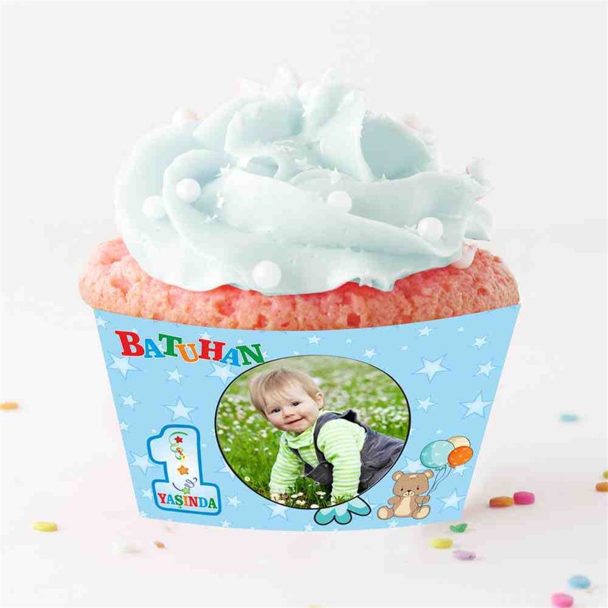 Balonlu Ayılı Cupcake Sargısı 