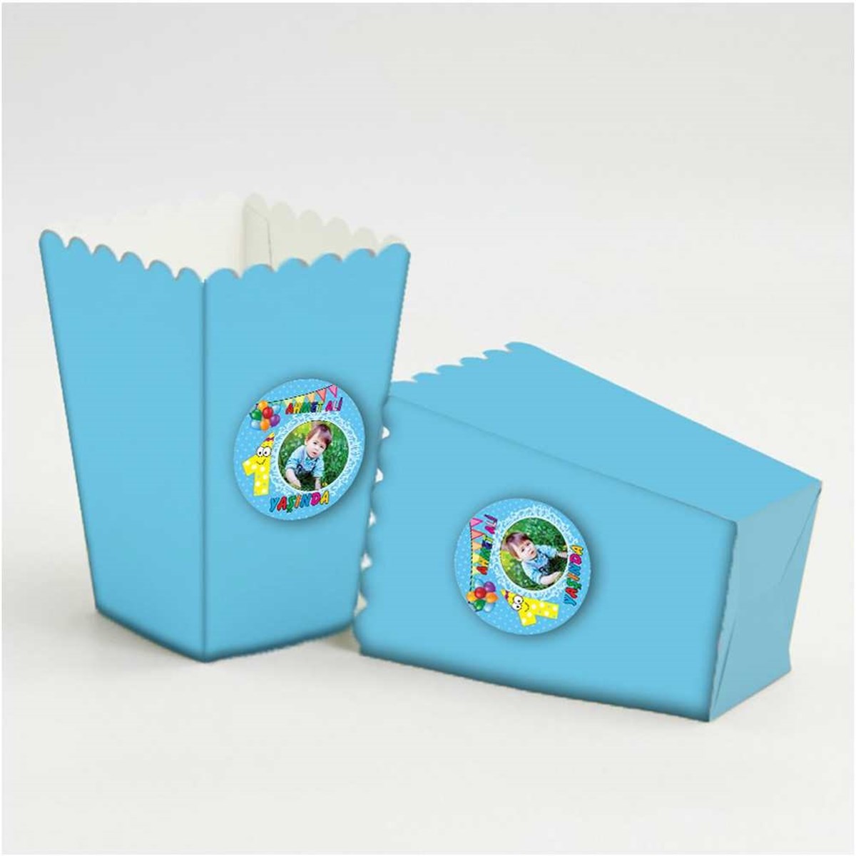 Balonlu Etiketli Popcorn Kutusu 10 Adet  