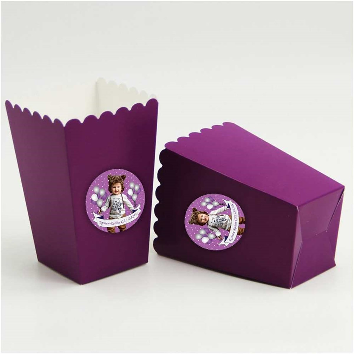 Balonlu  Etiketli Popcorn Kutusu 10 Adet  