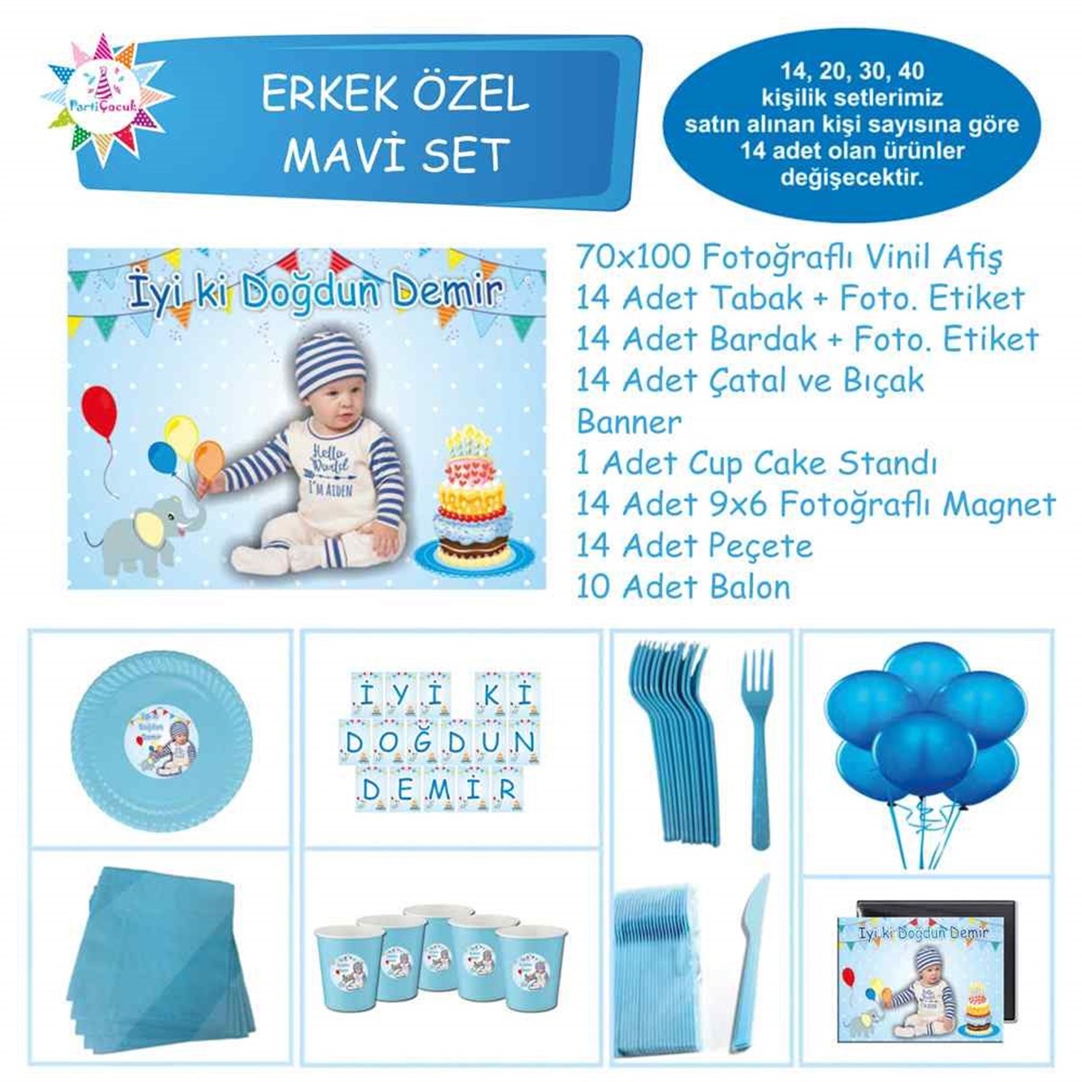 Balonlu Filli Kişiye Özel Parti Seti Özel Set 