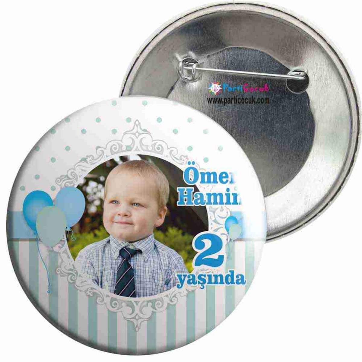 Balonlu Mavi Konsept İğneli Rozet  