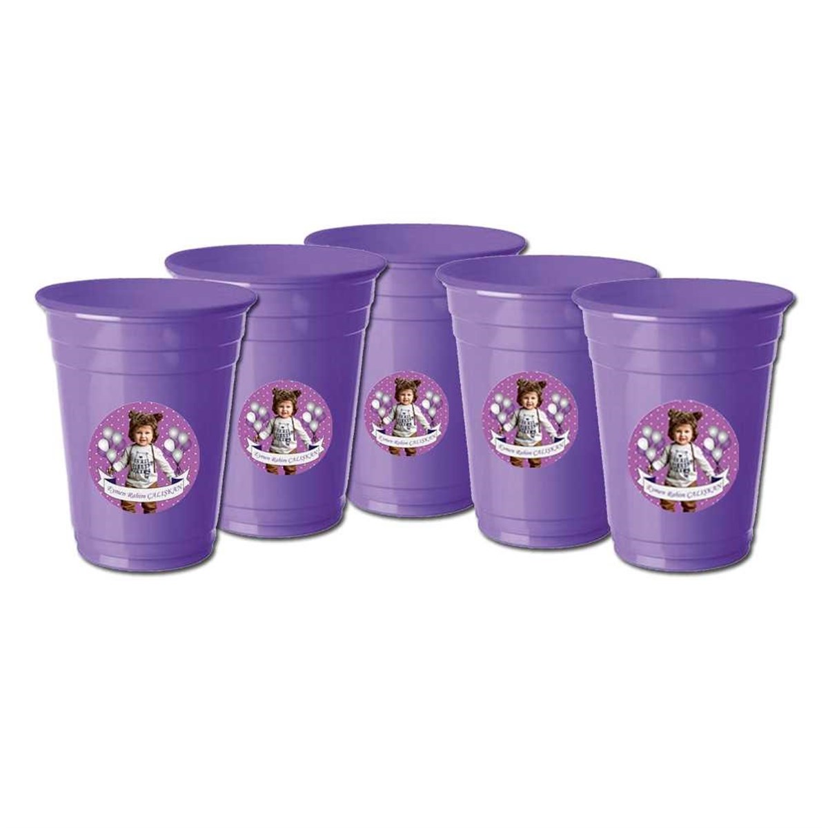 Balonlu Temalı Bardak ve Etiketi 5 Adet 