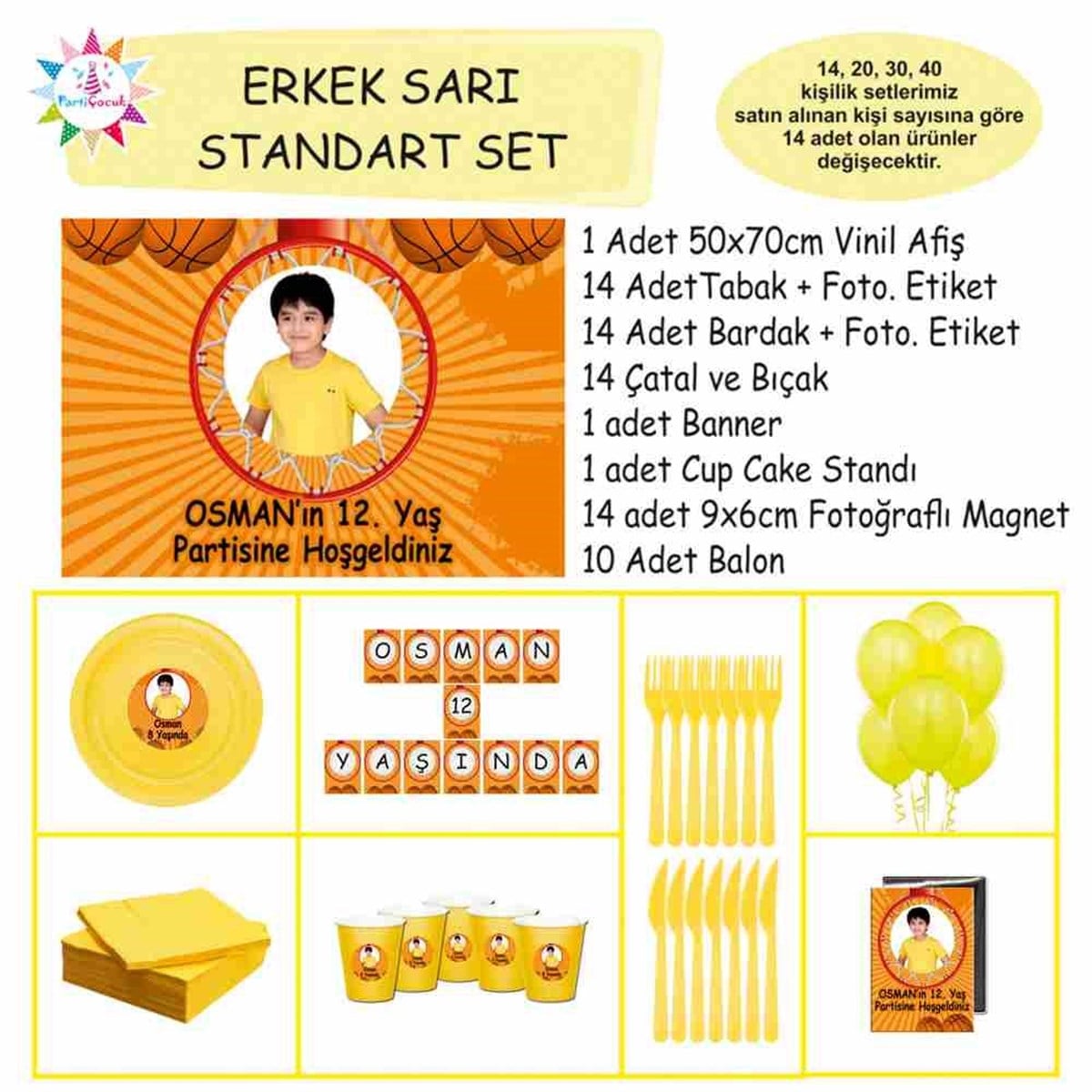 Basketbol Tema Parti Süsü Standart Set 