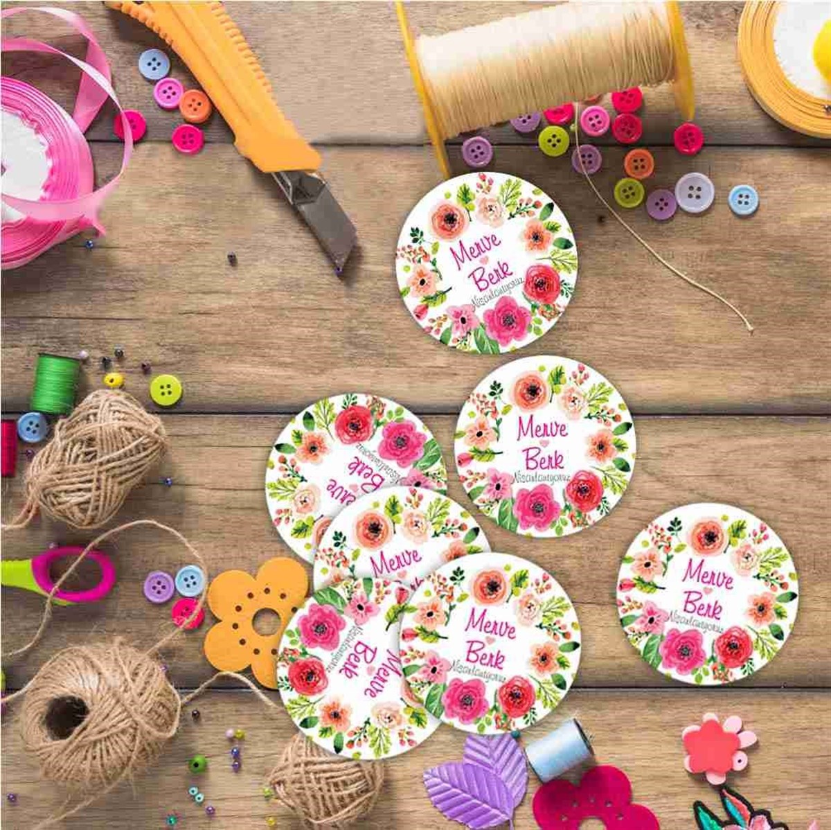 Baskılı Nişan Karton Etiket Tasarımı 30 Adet 