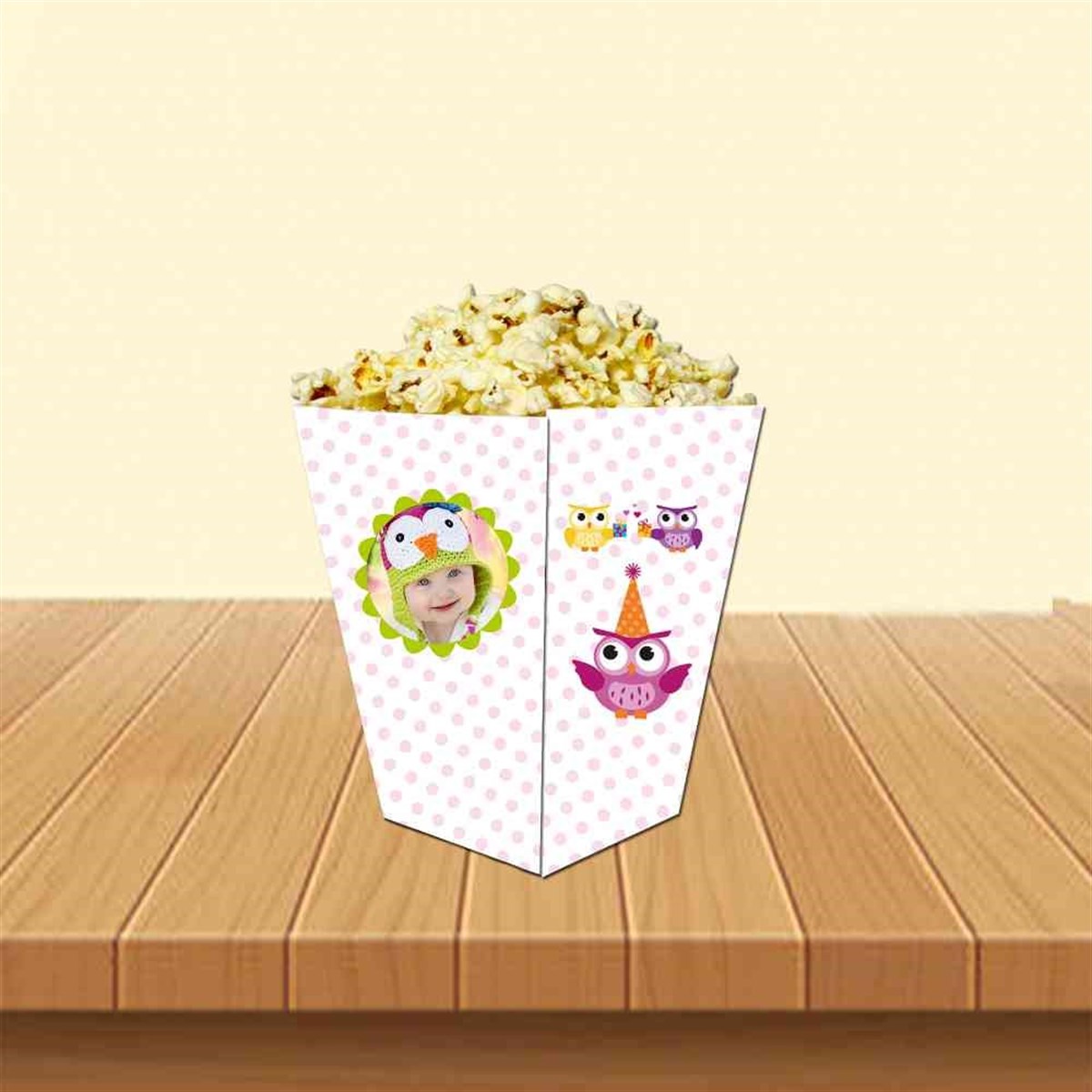 Baykuş Konsepti Popcorn Kutusu 