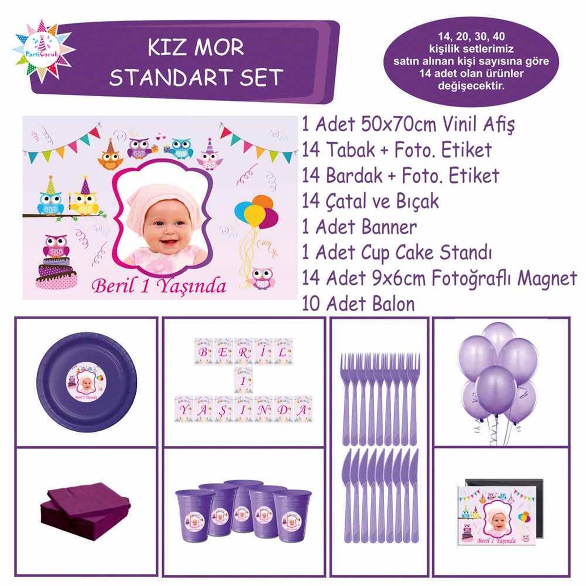 Baykuş Parti Süsleri Konsept Standart Set 