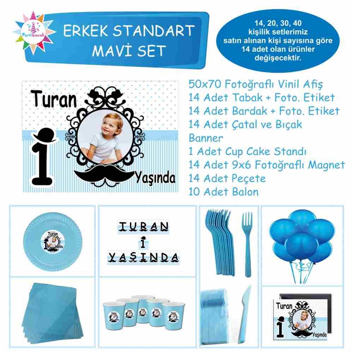 Bıyık Temalı Parti Süslemesi Standart Set 