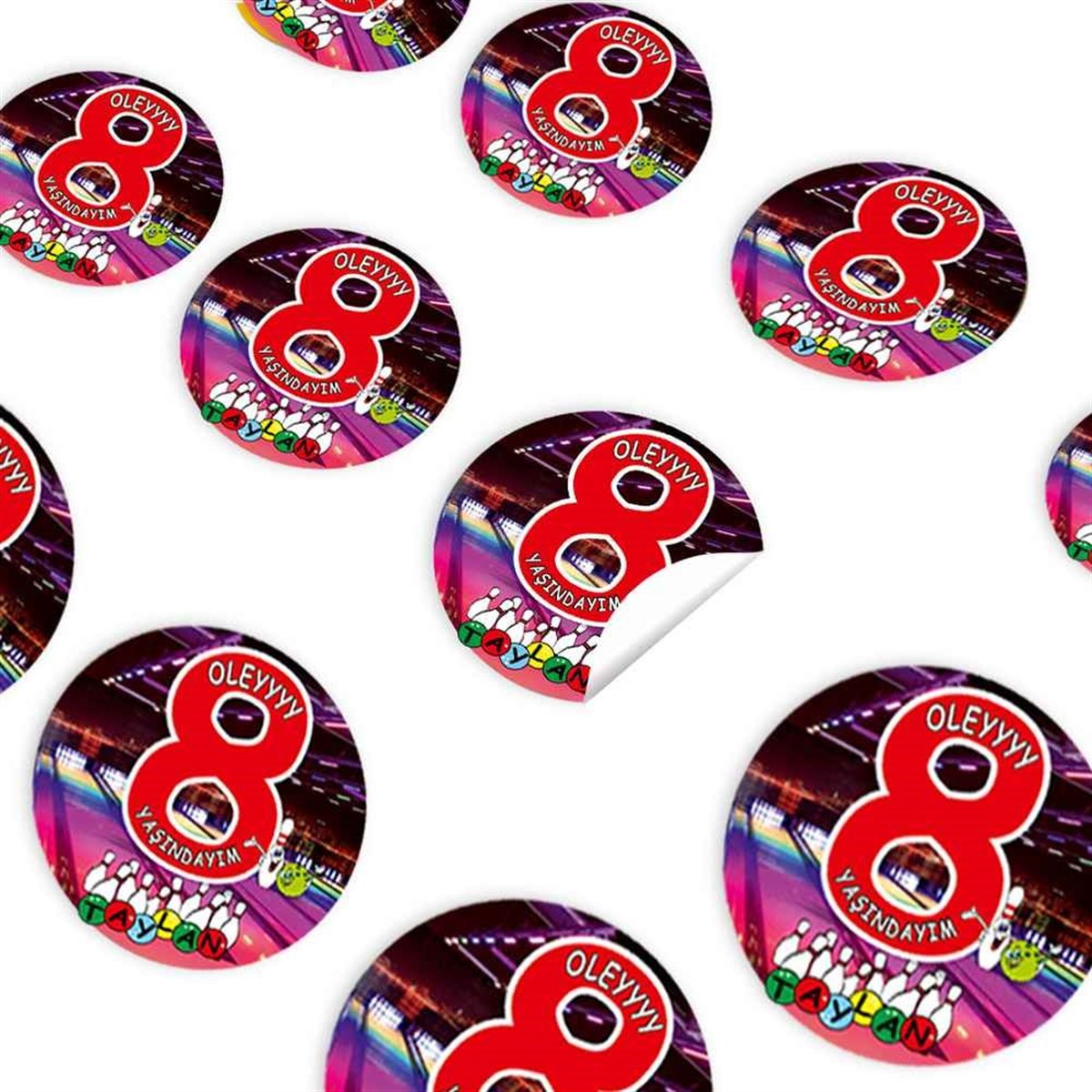 Bowling Konsept Sticker 30 Adet 