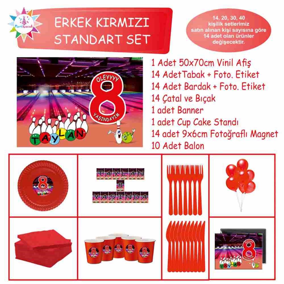 Bowling Süslemeli Parti Malzemeleri Standart Set 