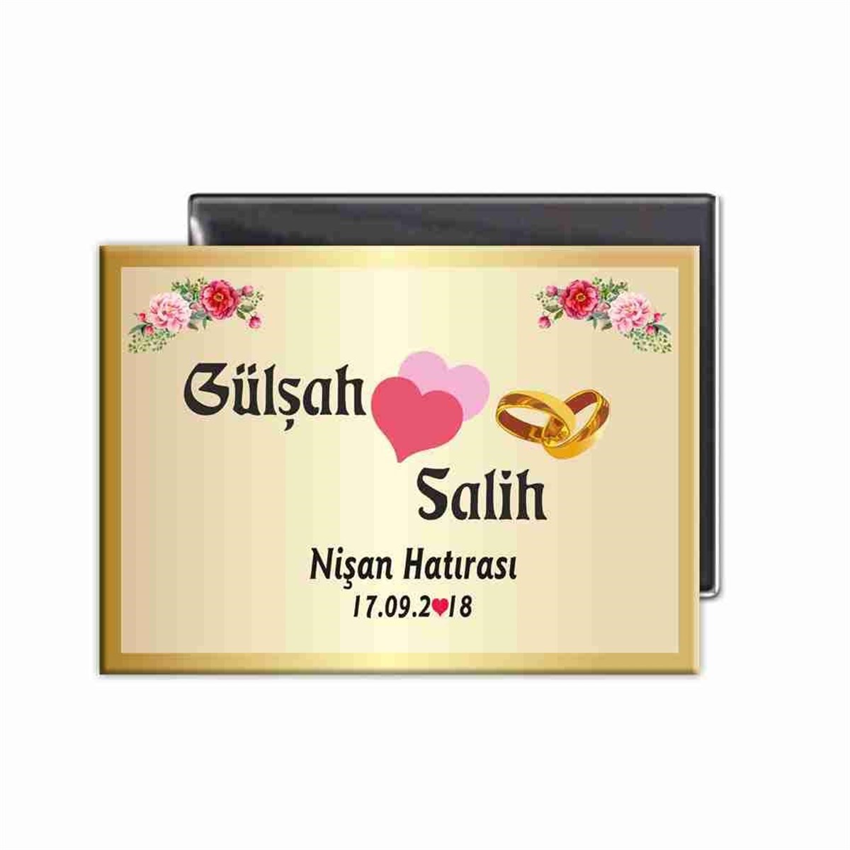 Buzdolabı süsü Gold Temalı Nişan Hoş geldin  