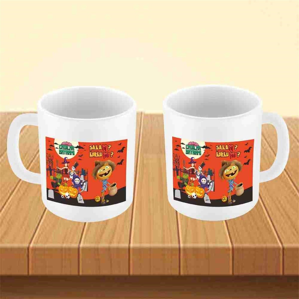 Cartoon Halloween Banner Bardak Baskı 