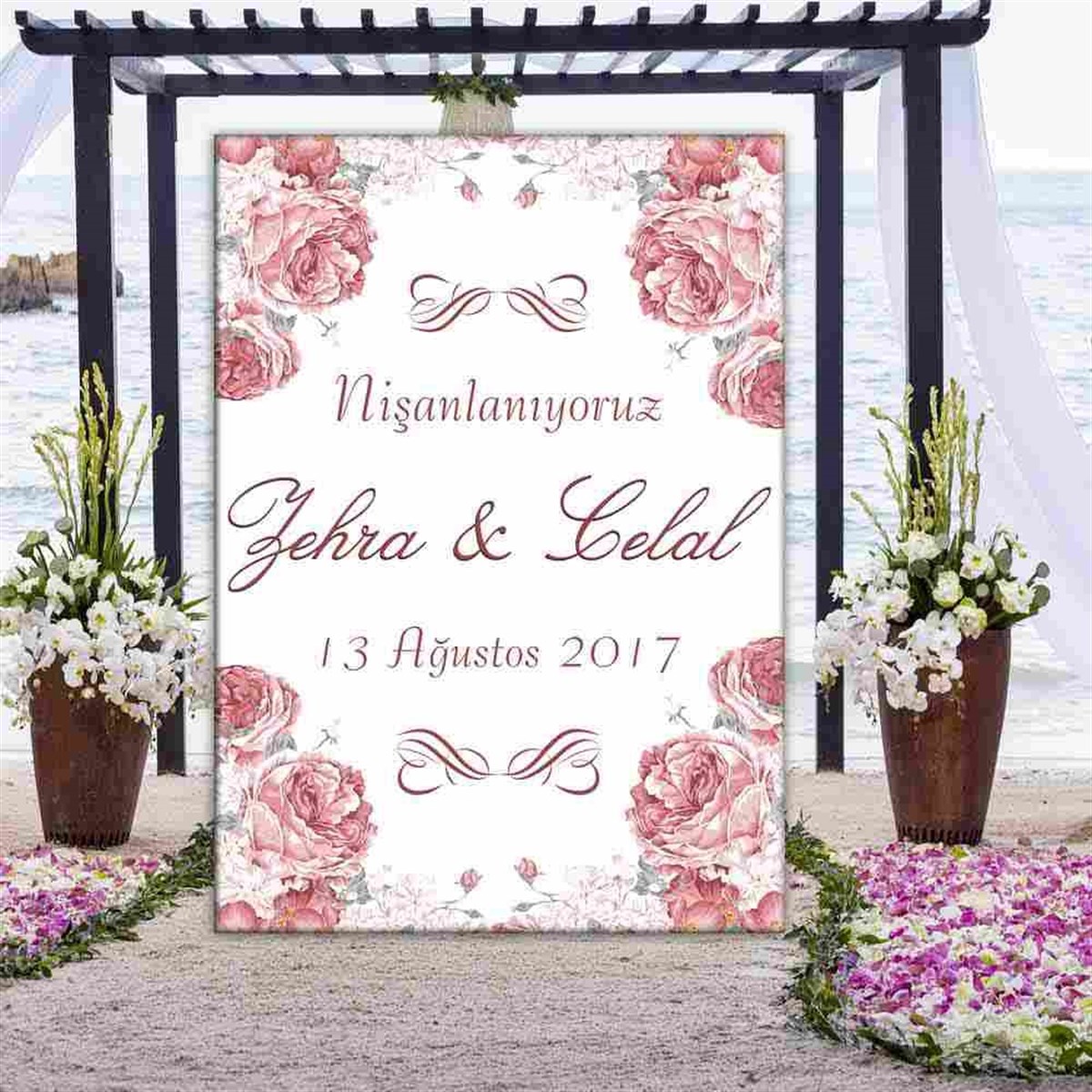 Çiçek Temalı Düğün Karşılama Pano 