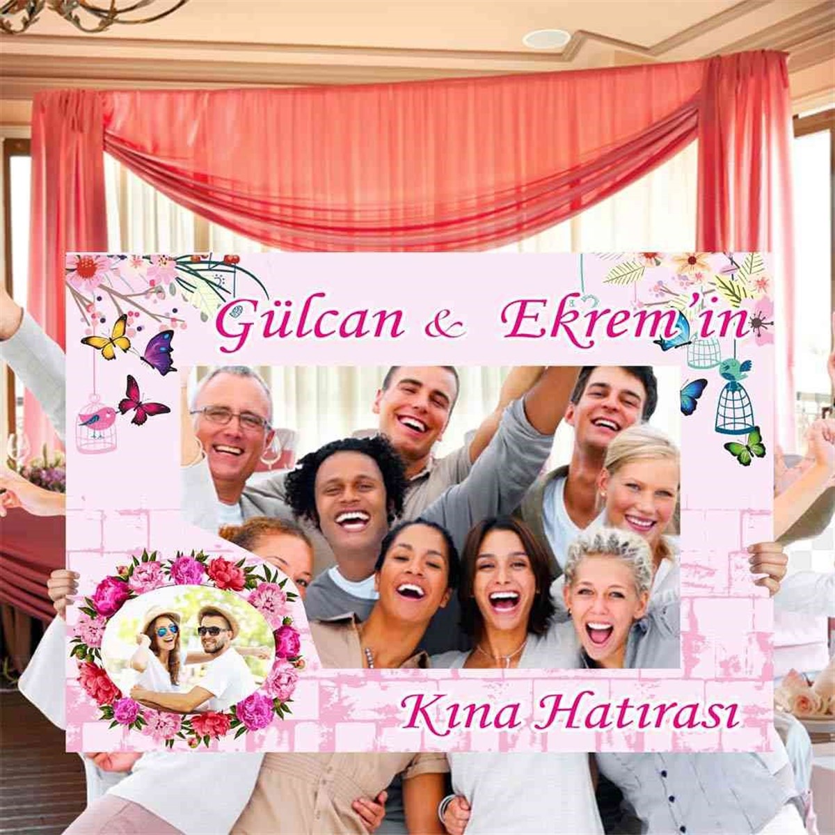 Çiçekli Foto Çerçeve Resimli Ve İsimli 