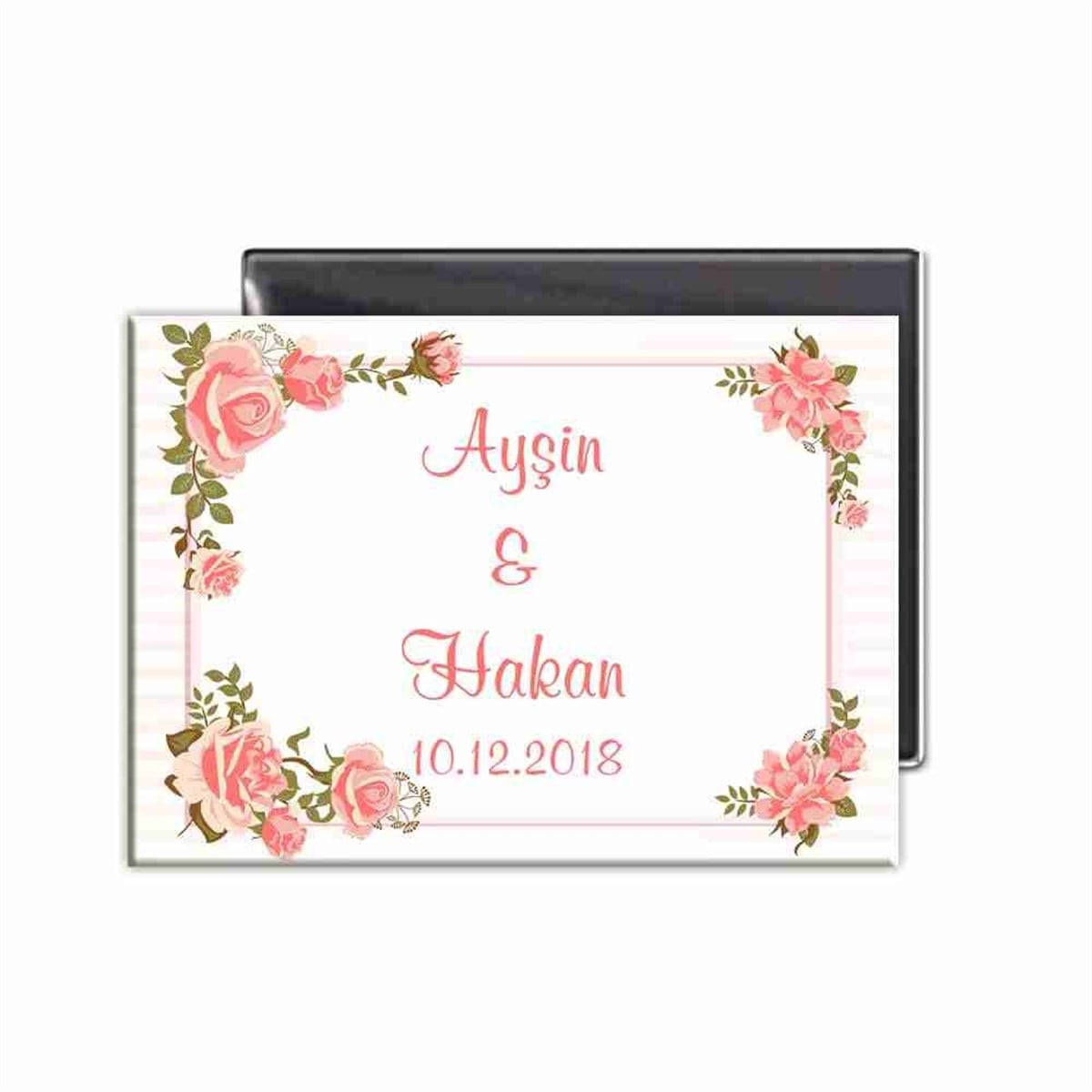 Çiçekli Soft Renk Nişan Temalı  Magnet 