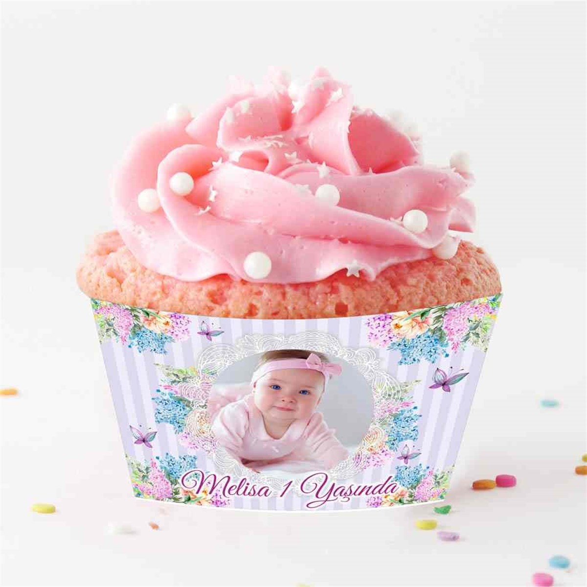 Çiçekli Vintage Cupcake Sargısı   