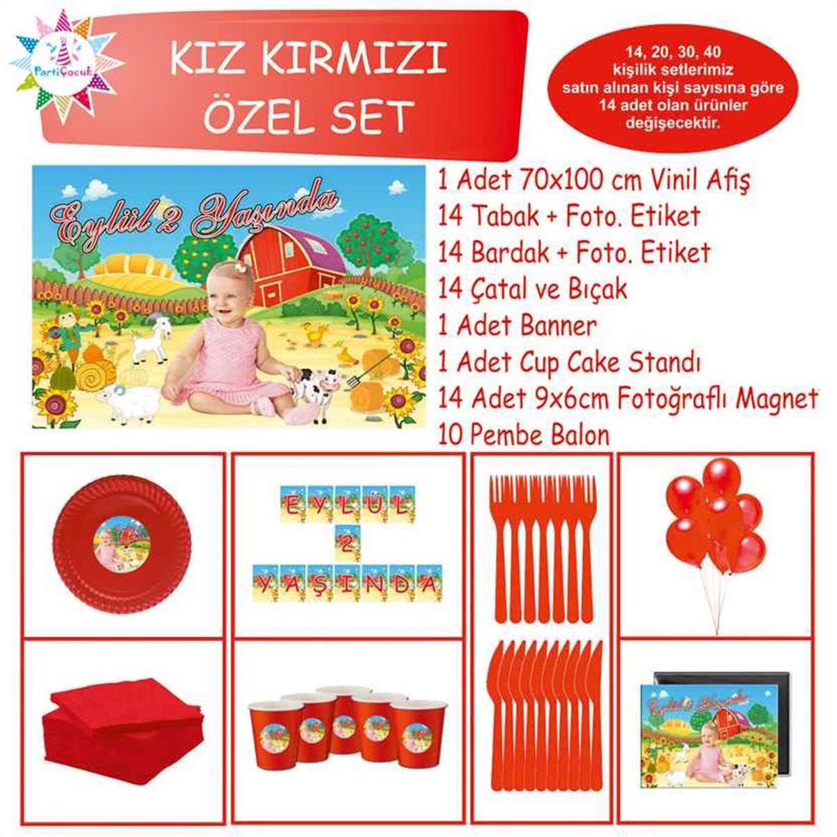 Çiftlik Parti Paketi Süsleri Özel Set 