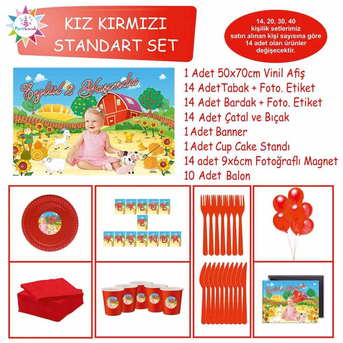 Çiftlik Parti Paketi Süsleri Standart Set 