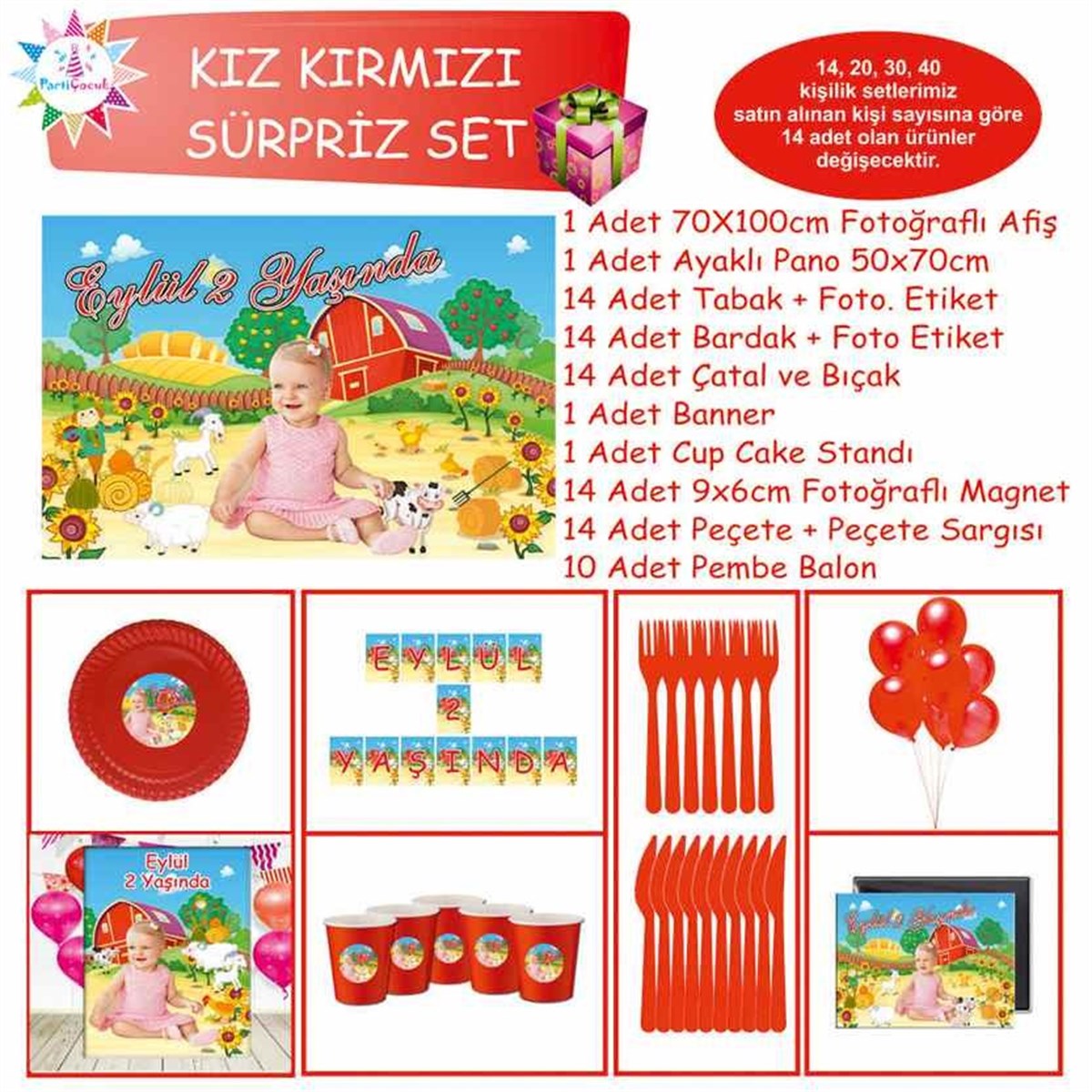 Çiftlik Parti Paketi Süsleri Sürpriz Set 