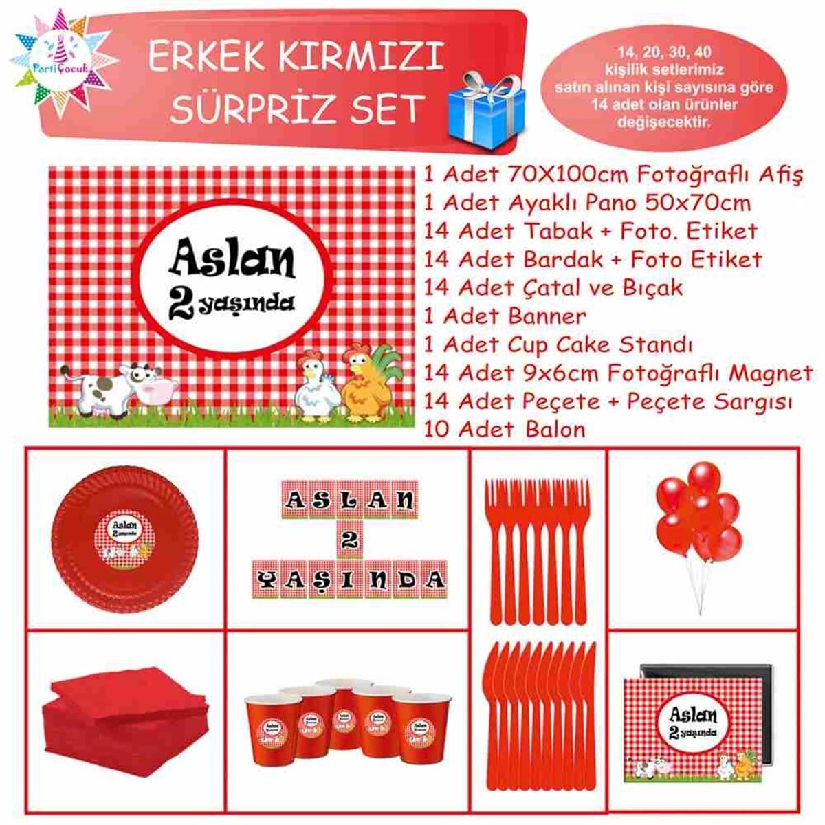 Çiftlik Temalı Kişiye Özel Doğum Günü Süpriz Set 