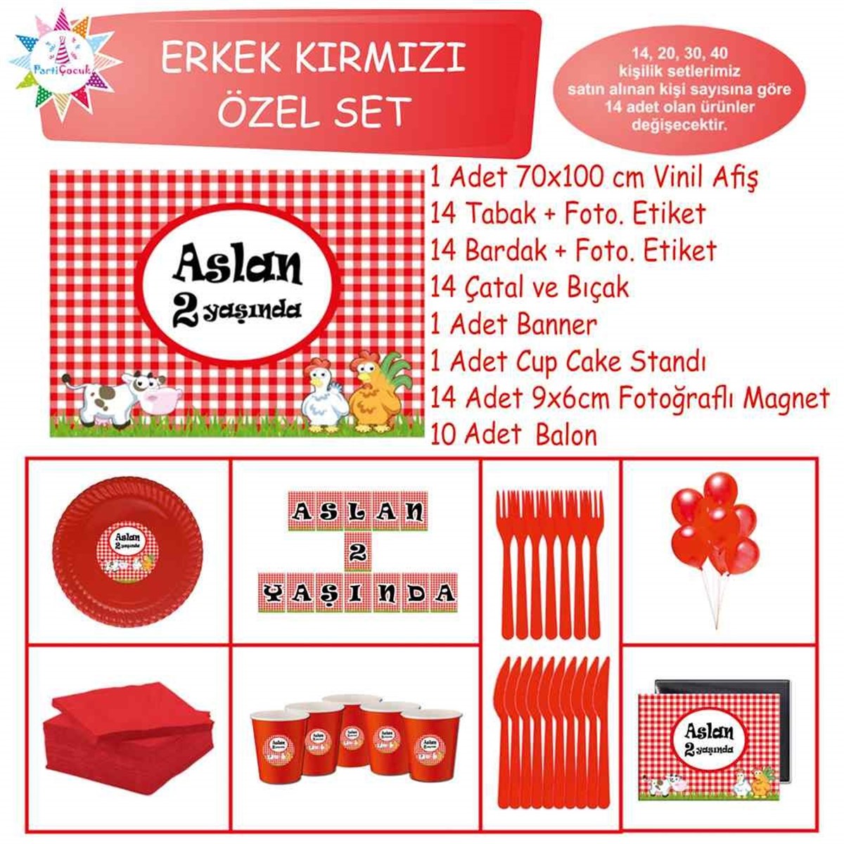 Çiftlik Temalı Kişiye Özel Doğum Günü Özel Set 