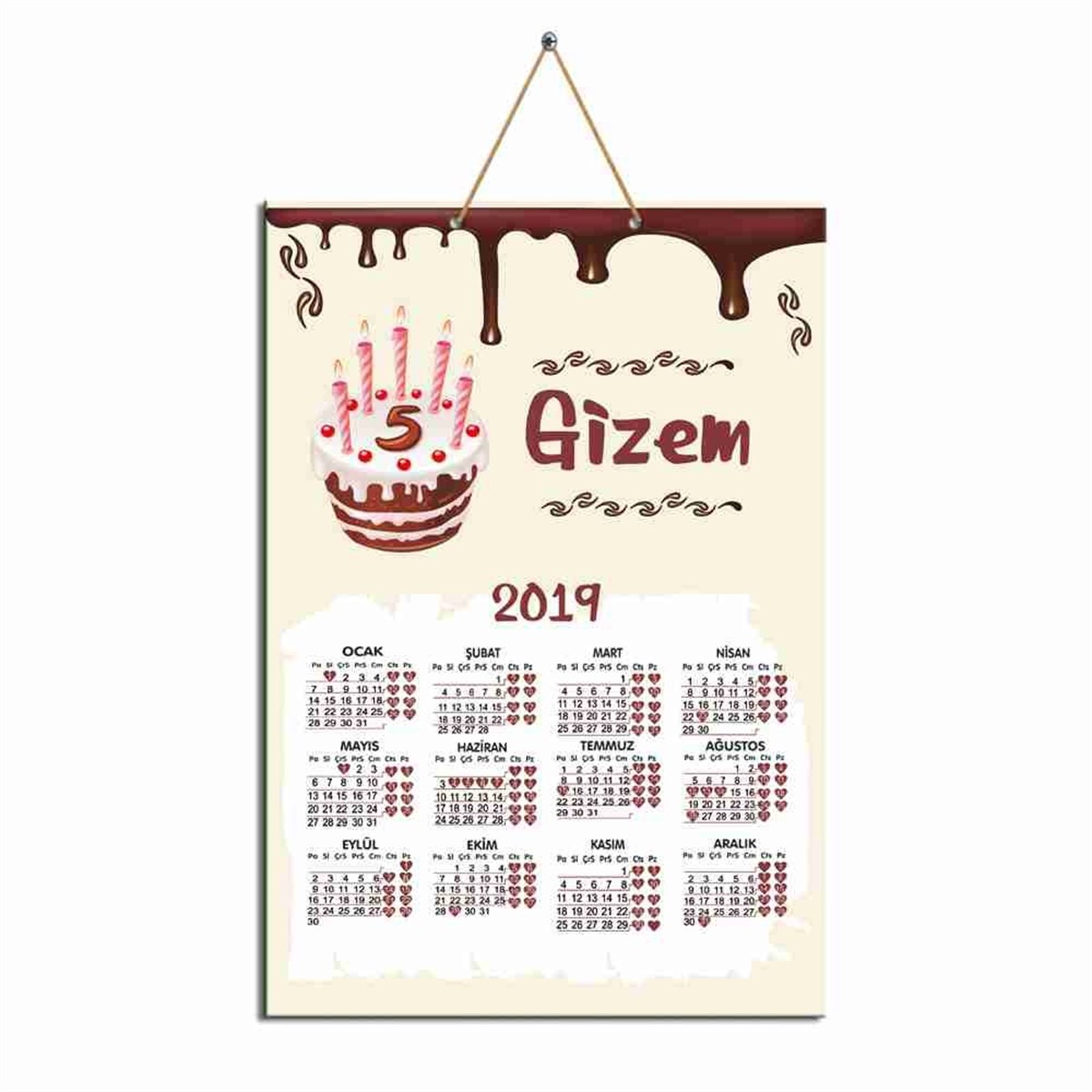 Çikolatalı Pasta Karton Takvim  