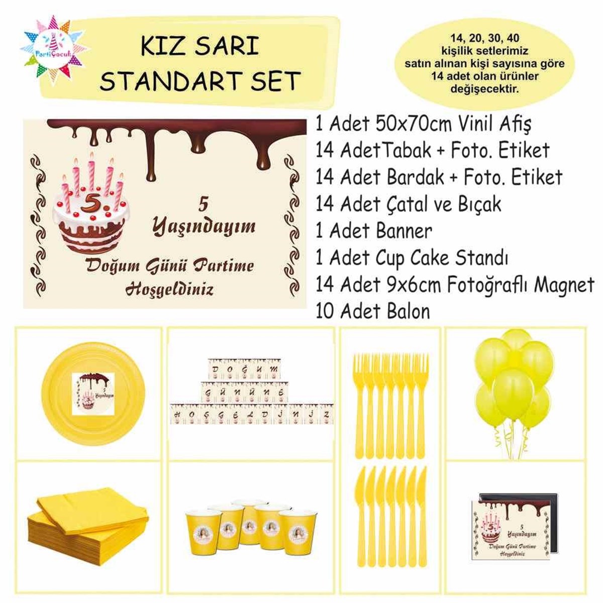 Çikolatalı Pasta Parti Seti Standart Set 