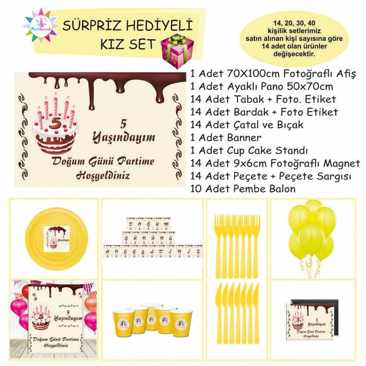 Çikolatalı Pasta Parti Seti Sürpriz Set 
