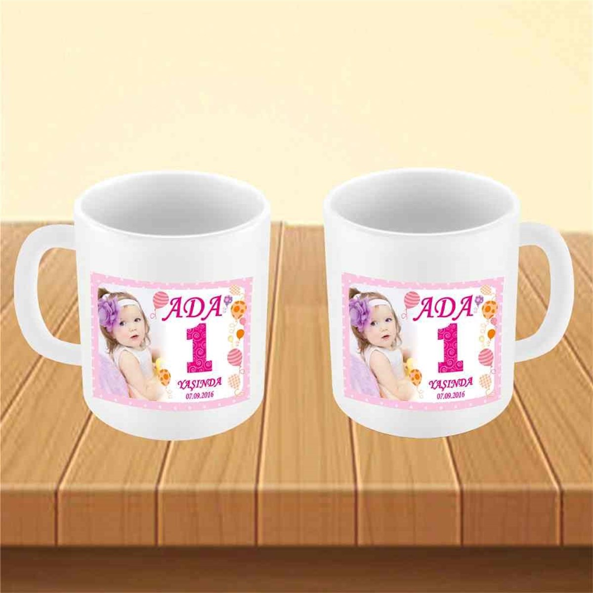 Çizgili Balonlu Konsept Kupa Bardak Mug  