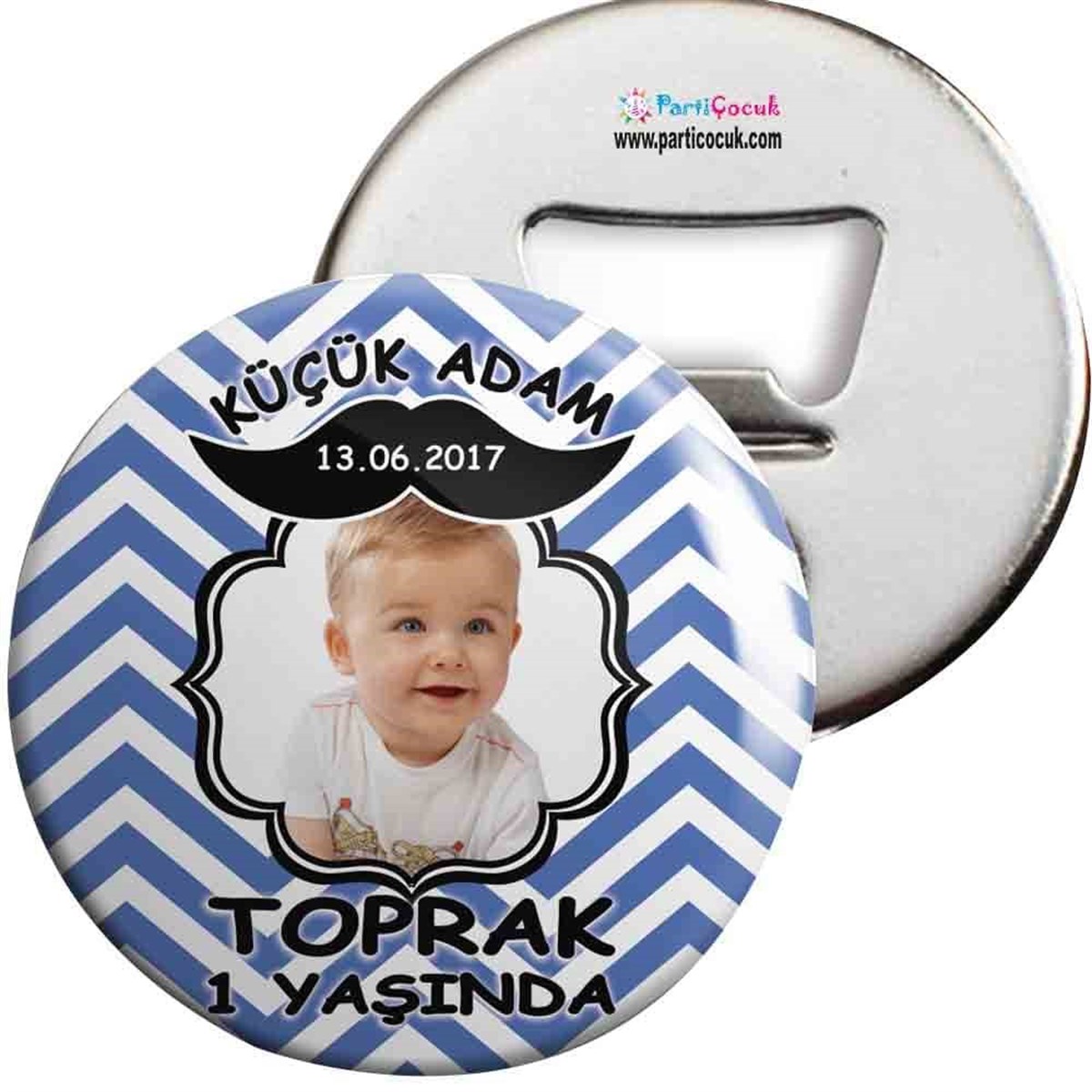 Çizgili Bıyık Konsept Açacaklı Magnet Kişiye Özel 