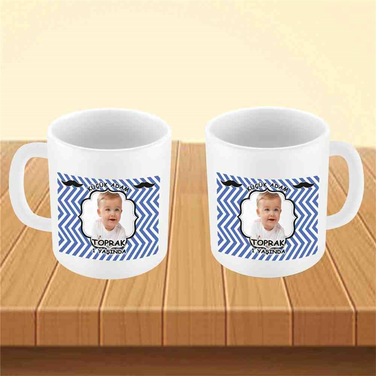 Çizgili Bıyık Konsept Kupa Bardak Mug 