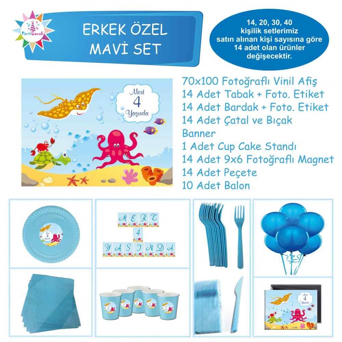 Deniz Temalı Parti Malzemeleri Özel Set 
