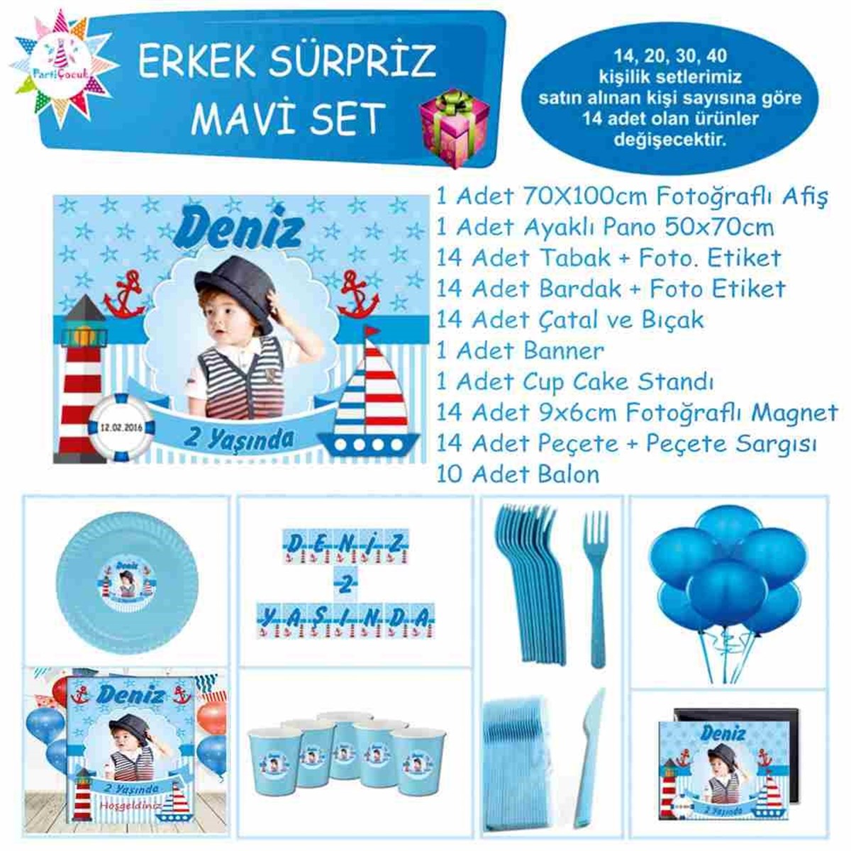Denizci Masa Süslemesi Paketi Sürpriz Set 