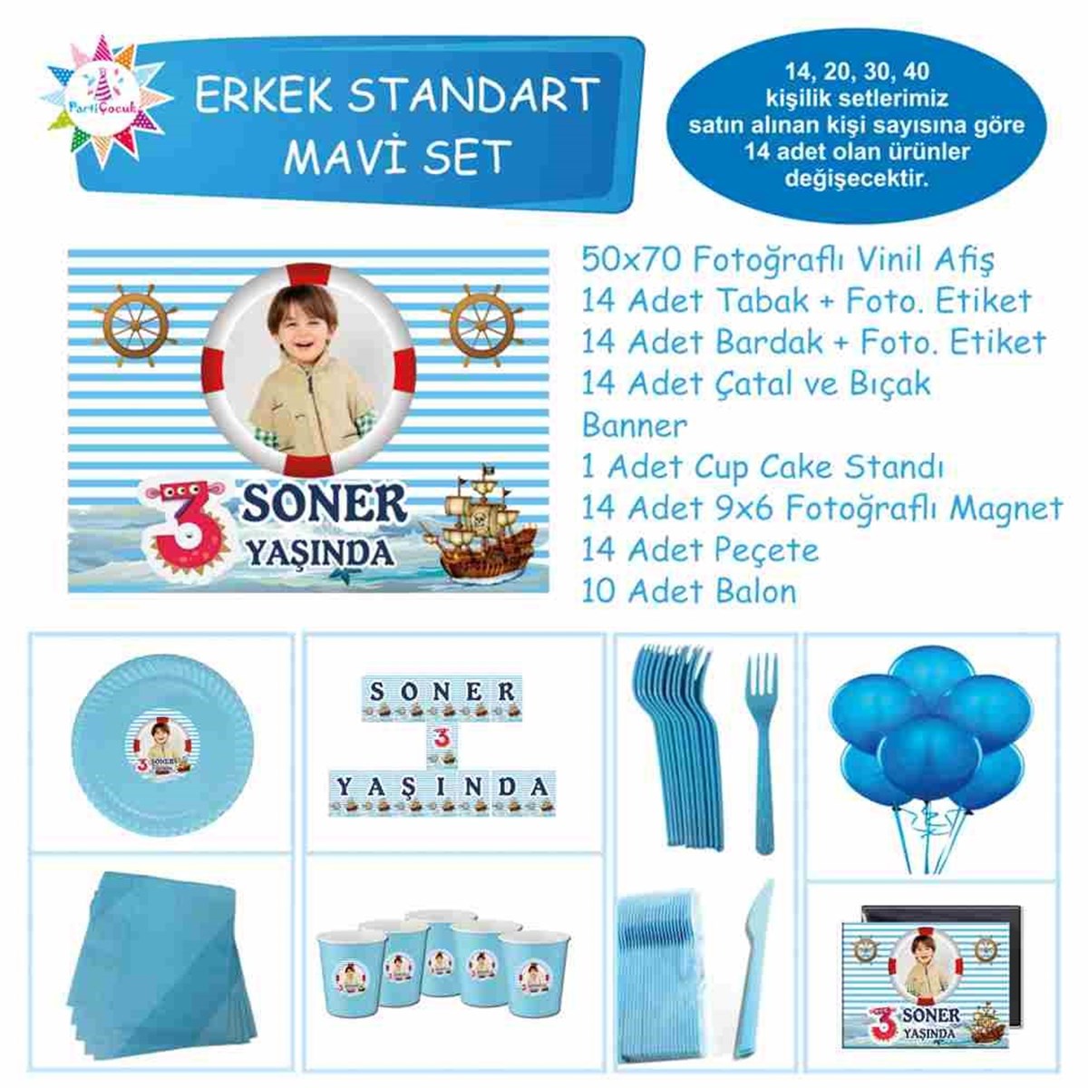 Denizci Parti Süsleri Paketi Standart Set 