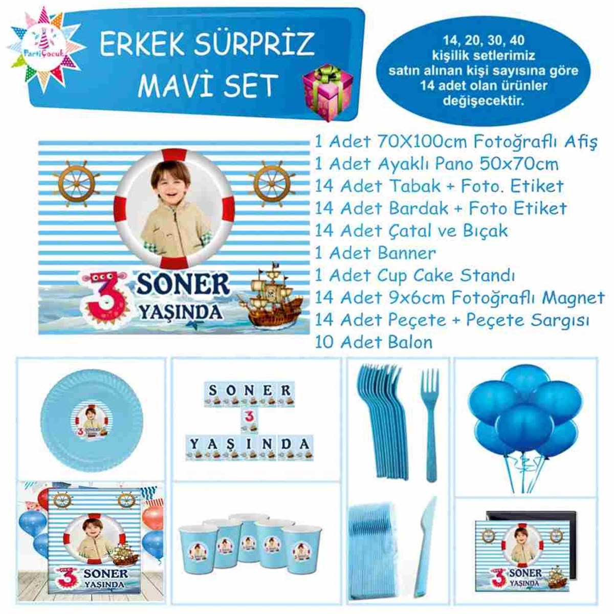 Denizci Parti Süsleri Paketi Süpriz Set 