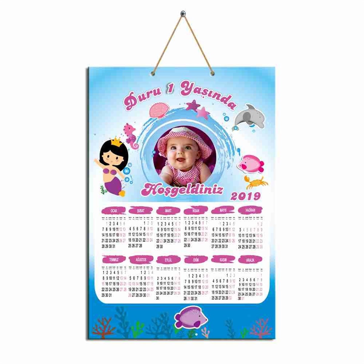 Denizde Deniz kızı Karton Takvim  