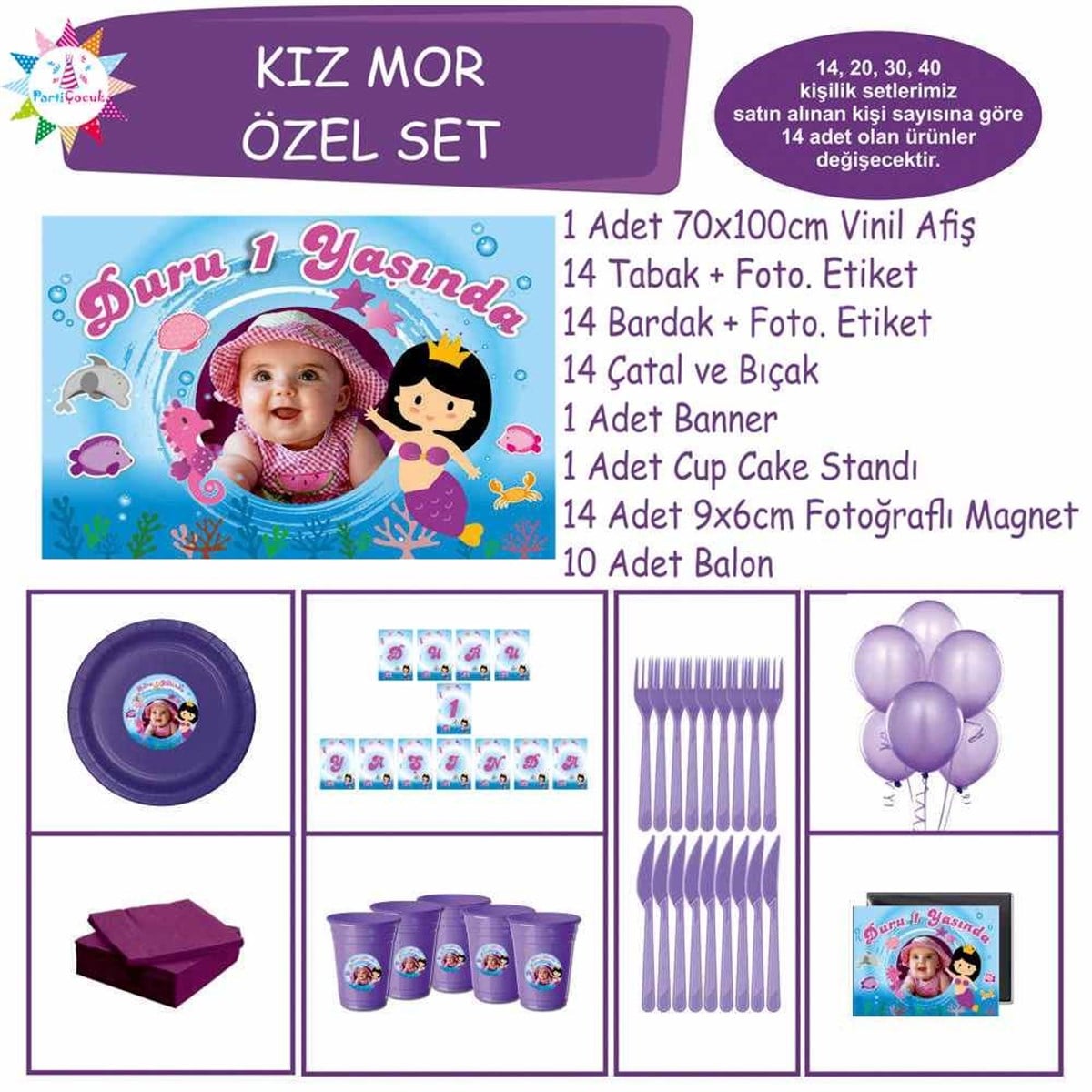 Denizde Deniz Kızı Parti Süsleri Özel Set 