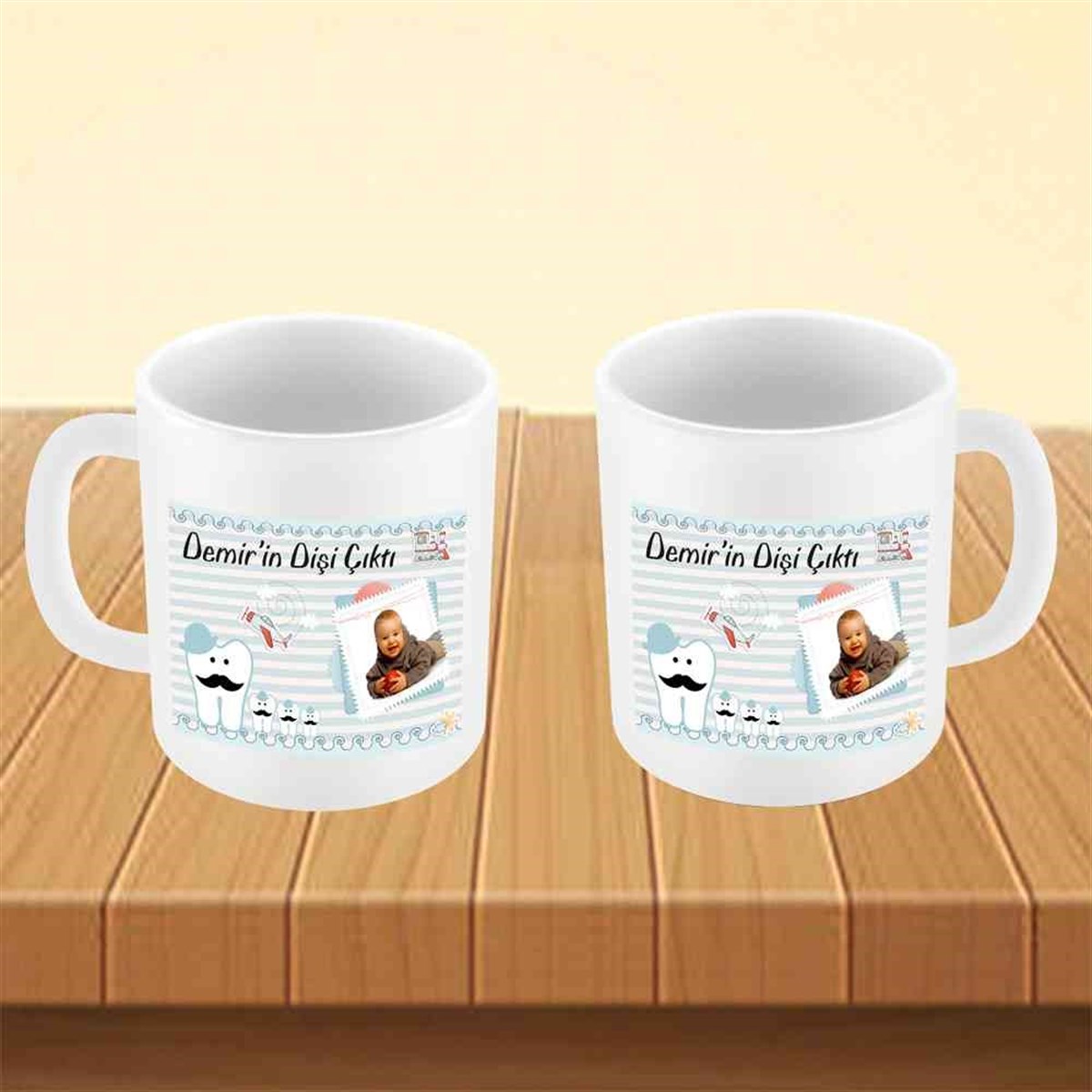 Diş Buğdayı Bıyıklı Diş Mavi Konsept Kupa Bardak Mug  