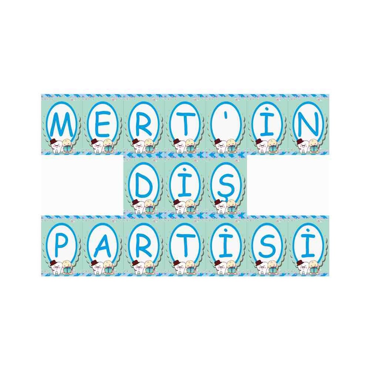 Diş Buğdayı Bıyıklı Şapkalı Diş Parti Seti Harf Banner 